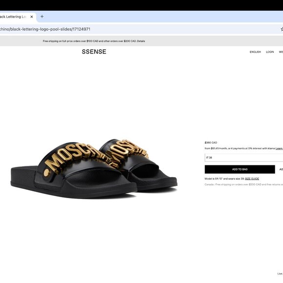 Moschino Black Lettering Logo Pool Slides - size = IT 38 - Picture 2 of 7
